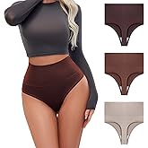 Hotcom Women's Seamless Underwear Thongs,No Show High Waisted Ladies Thong - Perfect Panties for Mujer, Ideal for Yoga Workouts 3 Pack(XS-XL)