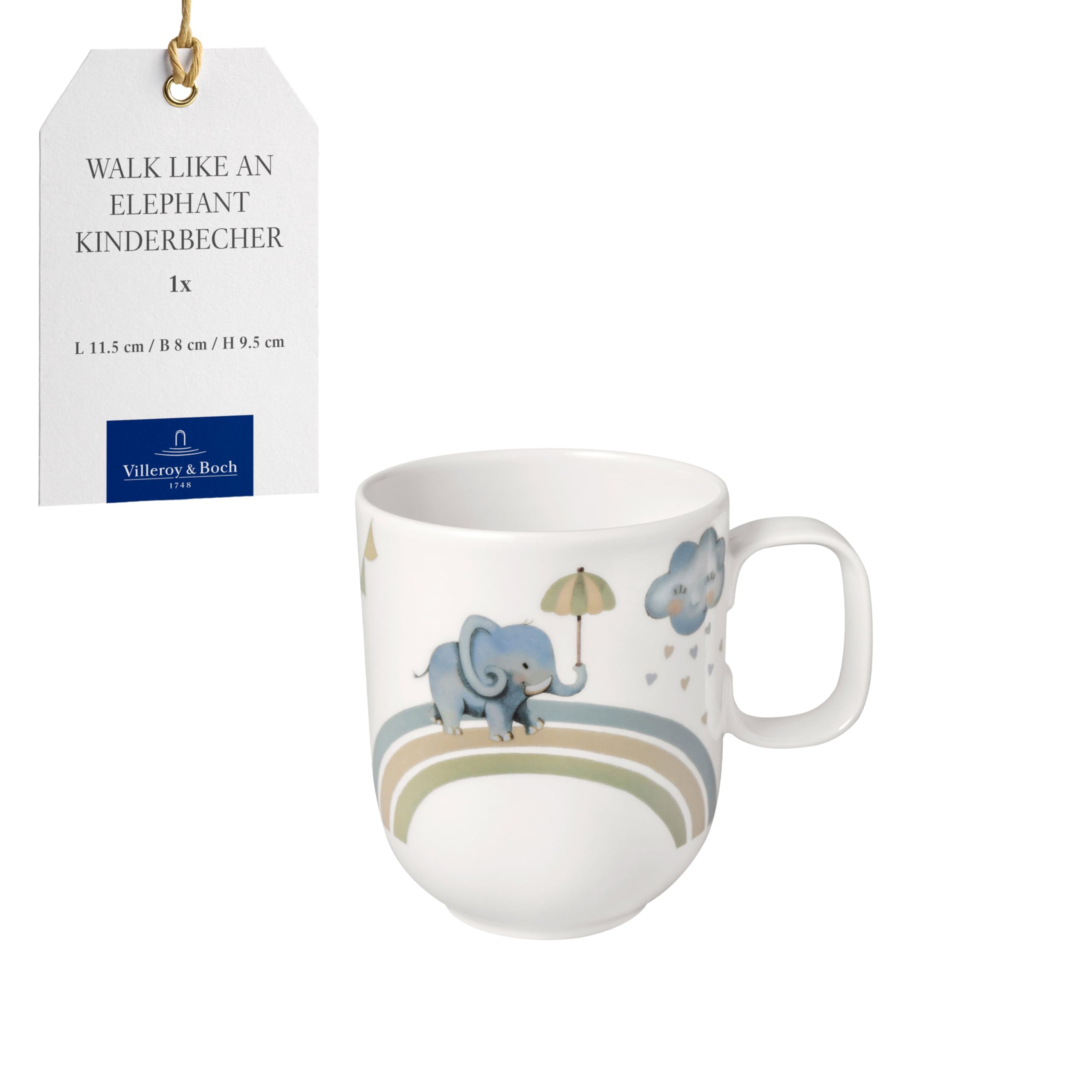 Villeroy & Boch - Boho Kids Walk Like an Elephant Large Children's Cup with Handle, Cup for Kids, Porcelain Cup, Children's Tableware, Dishwasher Safe, Microwave Safe, Multicolored