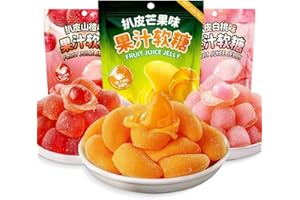ZAOIAN Mango Soft Candy Assorted Candy Chewing Candy Chinese Candy Fruit Flavor Candy Casual Snacks ，Hand peeled candy, wedding candy, juice candy, hawthorn candy (Mixed flavor,3bag)