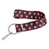 Buttonsmith Chocolate Pink Dots Wristlet Key Chain