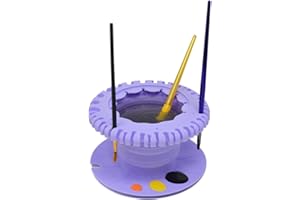 Paint Puck CollapsiBowl Paint Brush Cleaner Rinse Cup (Purple) - Collapsible Paint Water Cup & Brush Cleaner with Brush Holder, Squeegee Lips & Drip Tray for Acrylic, Watercolor & Art Supplies