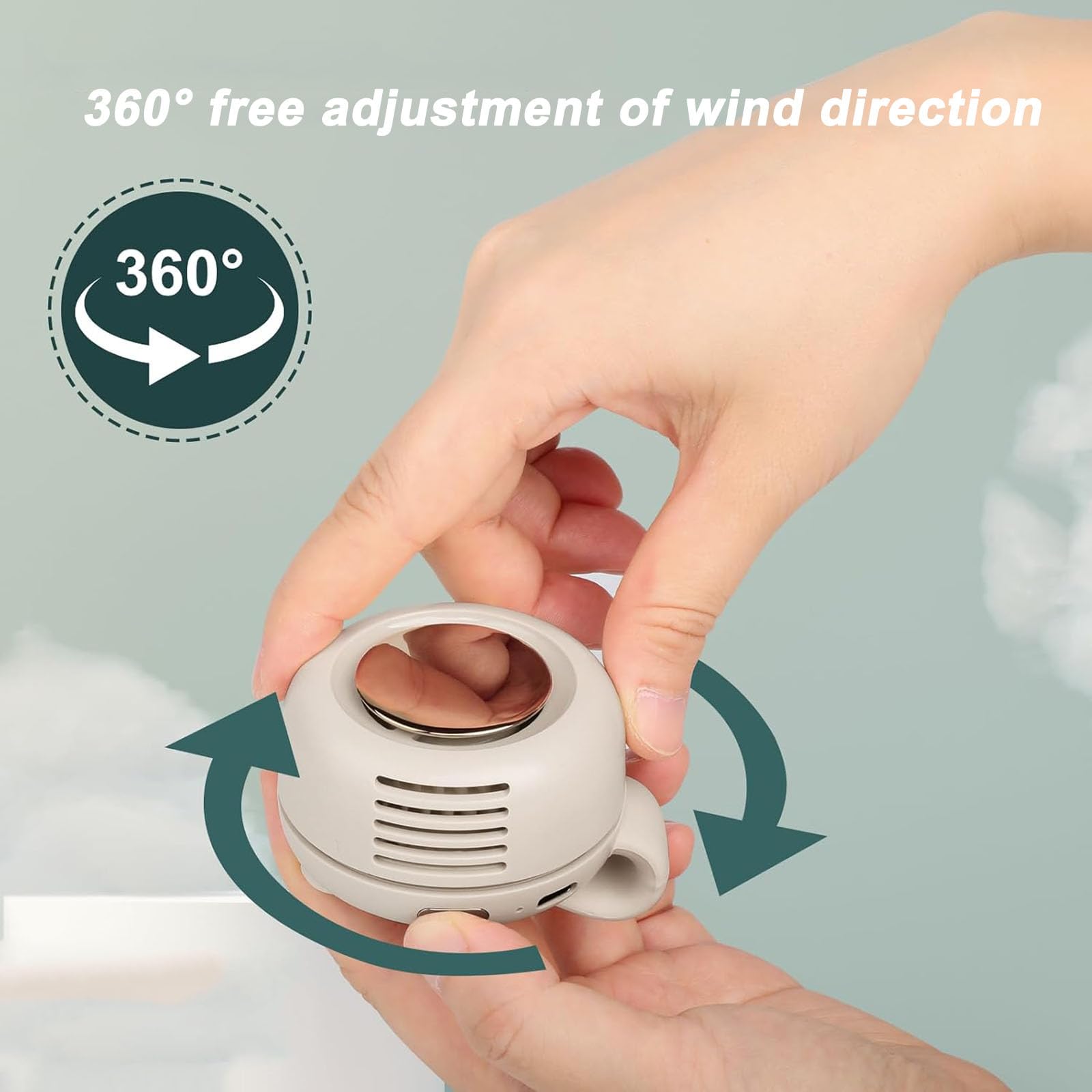 Portable Silent Mini Bladeless Electric Fan, Mini Whirlwind Fan for Waist Clip Fan, 3 Speeds Hands-Free Neck Fan, Suitable for Outdoor & Travel & Office, Gift (White)