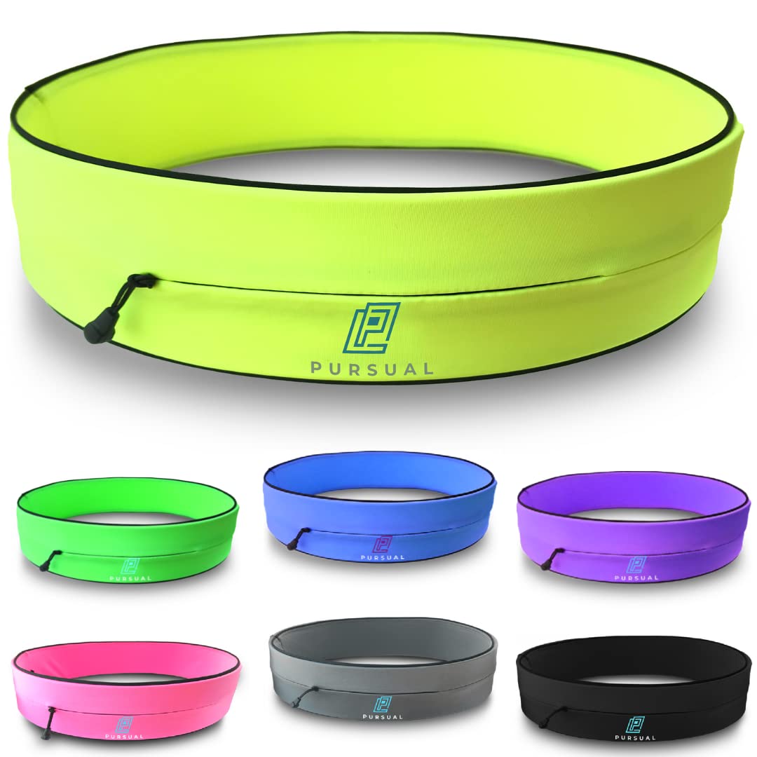 PURSUAL Running Belt with Money & Phone Pouch - Sweatproof Running Phone Holder with Large Capacity - Running Waist Pouch for Men & Women - Perfect Phone Holder for Running & Outdoor Activities