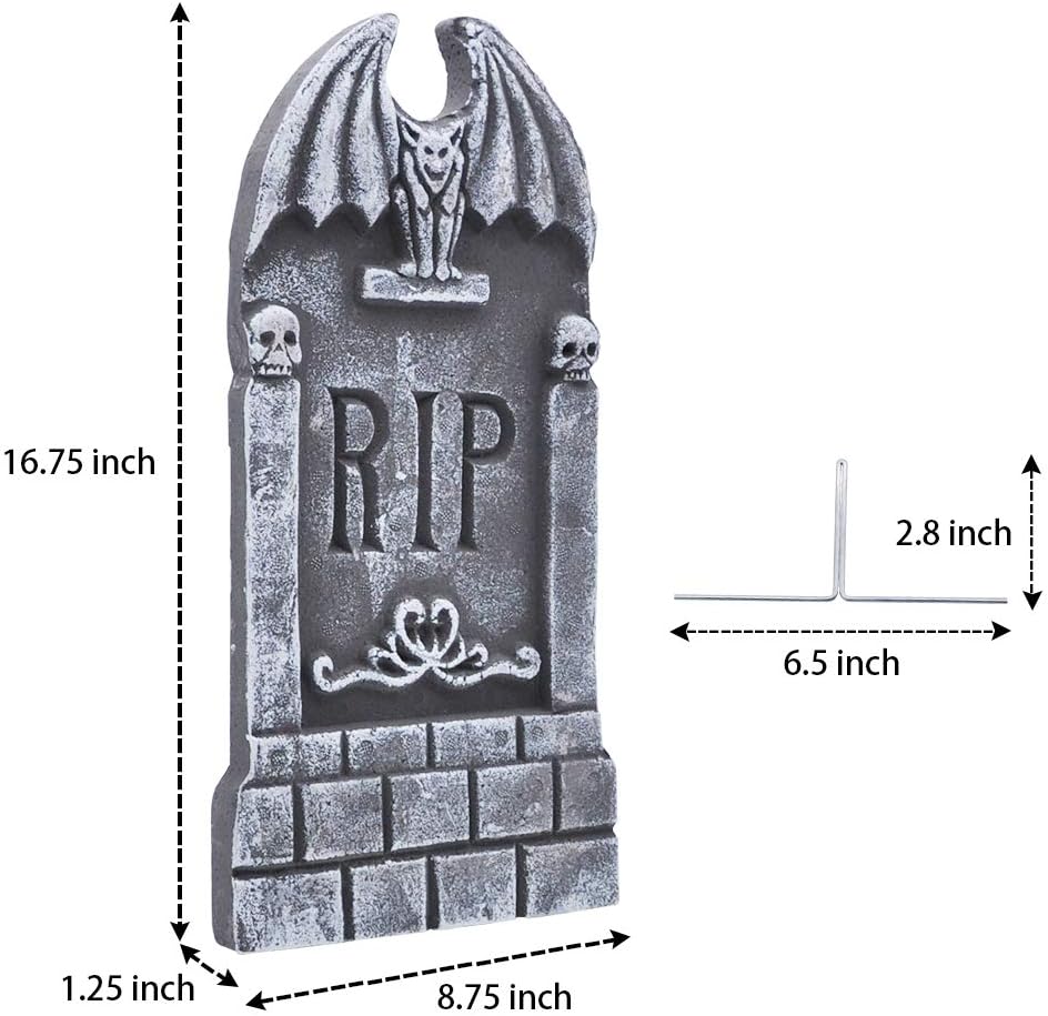 JOYIN 17” Halloween Foam RIP Graveyard Tombstones (5 Pack), Headstone Decorations and 12 Bonus Metal Stakes for Halloween Yard Decorations: Toys & Games