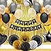 VINAKAS Black And Gold Party Decorations with Happy Birthday Banner - Birthday Party Decorations, Black And Gold Balloons, Tinsel Foil Fringe Curtains, Black and Gold Table Cover and More!