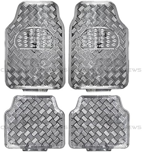 BDK Metallic Automotive Floor Mats (Set of 4) in Silver
