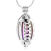 constantlife Cremation Jewelry for Ashes American Football Rugby Pendant Urn Necklace Stainless Steel Locket Keepsake Memorial Athlete Gift for Men Women