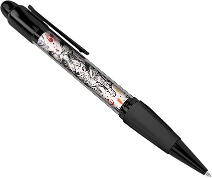 Amazon かわいいフレンチブルドッグタトゥーアートプリントブラックボールペン 学生ギフト 8458 ロープ ベルトパーティション 文房具 オフィス用品
