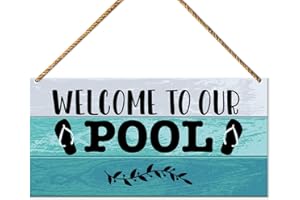 QVUXZ Summer Pool Wood Sign Decor, Outdoor Living Pool Patio Decor for Home Backyard Outside Porch Decorations, Swimming Pool Hanging Sign Decor, Welcome to Our Pool