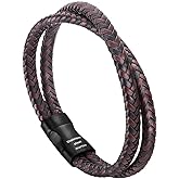 murtoo Mens Bracelet Leather Braided, Brown and Black Leather Bracelet for Men