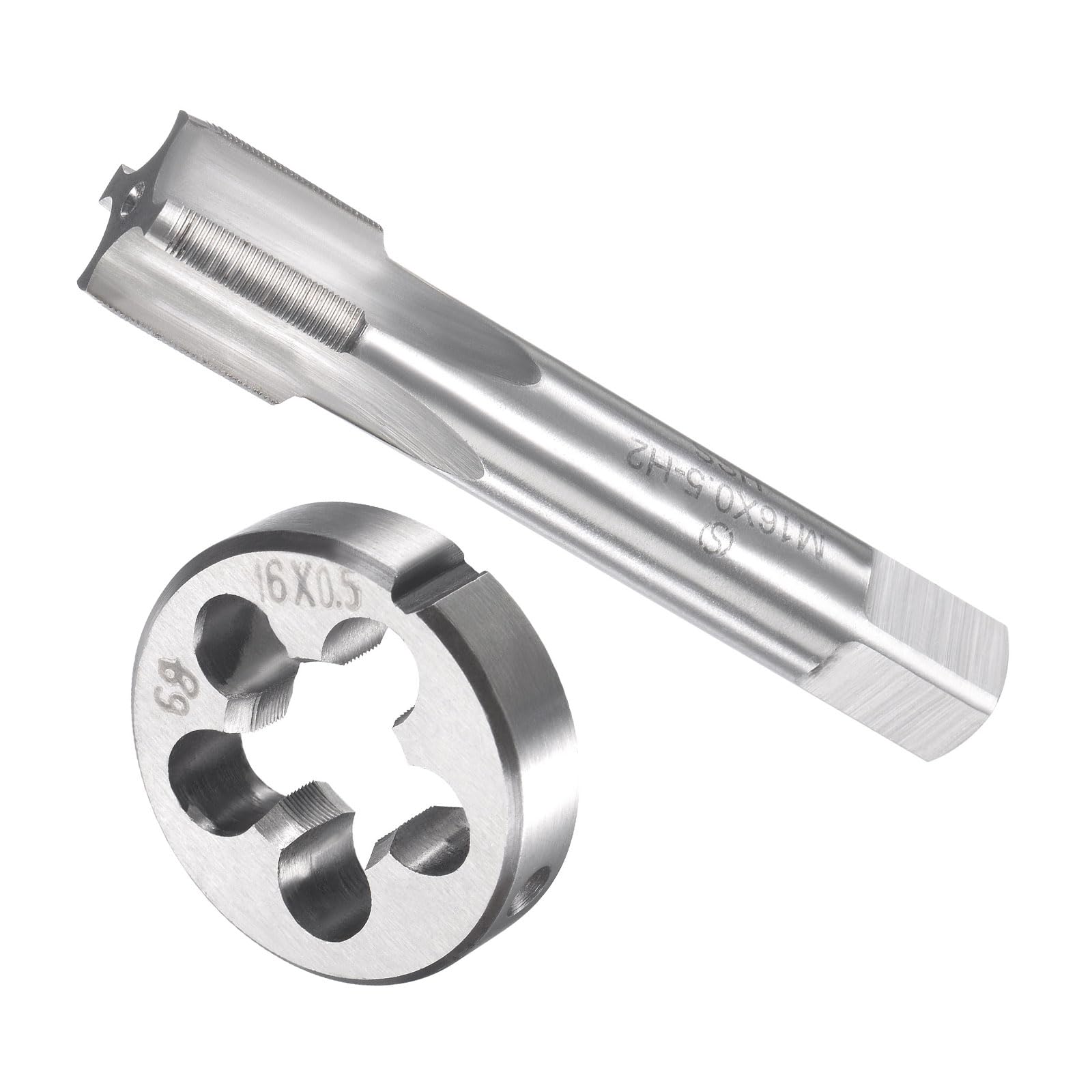 CoCud Tap and Die Set, M16 x 0.5 Thread, Metric High-Speed Steel Machine Screw Tap & Round Die Tool Kit - (Applications: for Threading Tapping Repairing), 1-Set