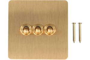 XNMANAWORK Brass Toggle Light Switch Wall Panel Retro Style Single Pole Double Throw Rocker Switch with Gold Finish 3.39inch for Living Room Bedroom Home Lighting Control(3 Gang)