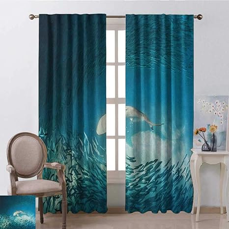 Amazon 海の動物 カーテン ユニーク ペンギン柄 カラーパーティーハット 王冠 星空 ペンギン 南極 カーテン 子供 マルチカラー W84 X L84 Inch カーテン オンライン通販