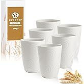 BUSOKIP Drinking Glasses - Wheat Straw Cups Set of 6, Unbreakable Plastic Tumbler, Alternative to Plastic Glasses Drinking Reusable, Drinking Cup Dishwasher Safe Plastic Cups 12 OZ - White