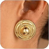 Chunky Gold Earrings for Women, 14K Gold Plated Lightweight Stud Earrings Jewelry Gifts for Women