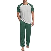 Yincro Mens Pajamas Set Lightweight Loungewear Short Sleeve Top and Pants Soft Sleepwear Pjs Sets