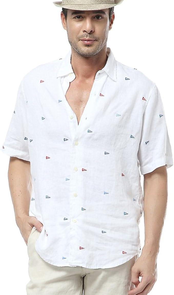 white linen shirt and jeans