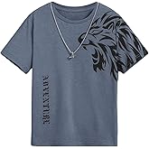 SweatyRocks Boy's Letter Print T Shirts Crew Neck Short Sleeve Graphic Tees Tops
