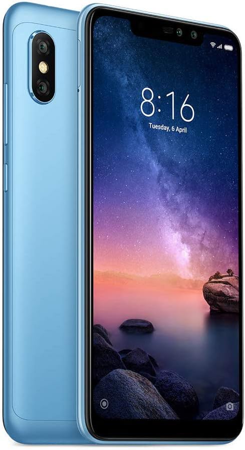 Xiaomi Redmi Note 6 Pro Smartphones 5.84” Notched Screen Display 3GB RAM+ 32GB ROM, Dual SIM + MicroSD Card Slot (Blue)
