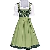 JASAMBAC Women's German Dirndl Dress Costumes 3 Pieces for Oktoberfest Carnival