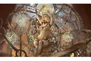 Fantasy North - Tessa Six - Spark-Shaper Mage - TCG Trading Card Game Playmat and Mouse Pad - 24 x 14 inches - Perfect for Magic MTG Commander Pokemon Yugioh and Other Card Games