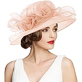 RZTA Women's Kentucky Derby Church Dress Hat Wide Brim Leaf Flower Bridal Shower Hat