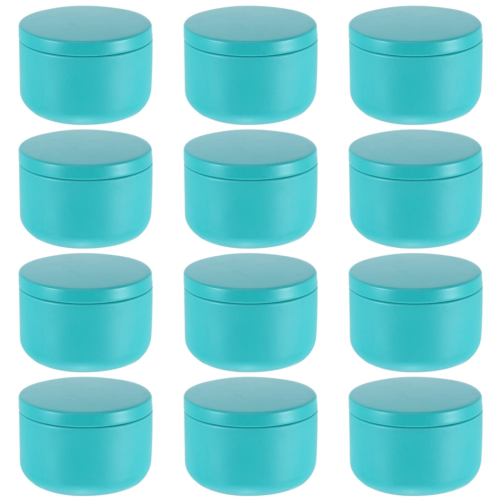 Healifty 12Pcs DIY Candle Tin Round Metal Candle Container Empty Canning Storage Jars Pots with Lid for Candle Making Jewelry Jam Lotion Travel Tins Party Favors Blue