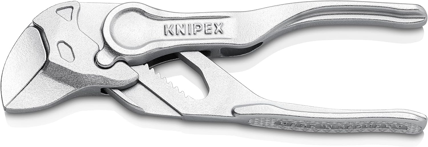 KNIPEX Pliers Wrench XS, Chrome-Plated, 100 mm, Grips Continuously up to 21 mm, Small Pliers Wrench, EDC, 86 04 100