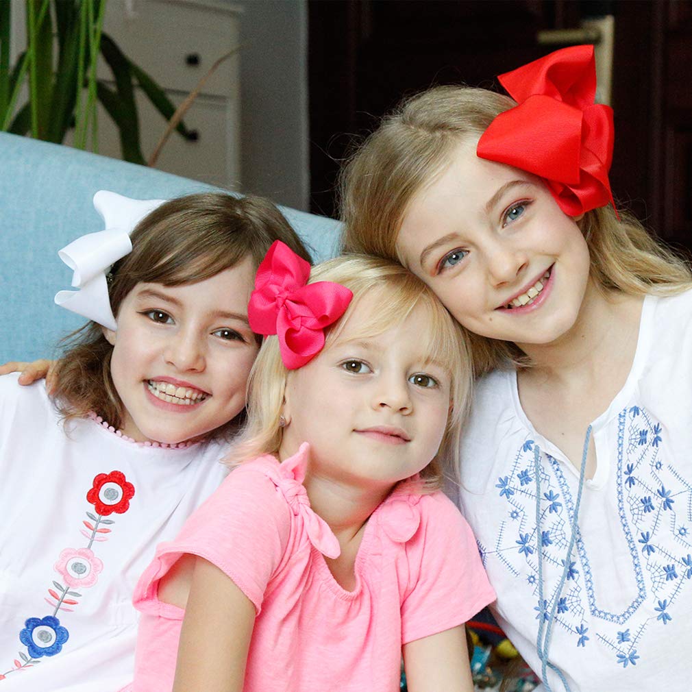 DEEKA 20 PCS Multi-colored 6" Hand-made Grosgrain Ribbon Hair Bow Alligator Clips Hair Accessories for Little Girls : Beauty