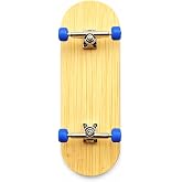 Professional 6-Layer Bamboo Fingerboard Mini Skateboard Complete100x33mm Deck +Axle Washers 34mm Silvery Trucks | Old School 20th Anniversary Edition Blue Wheels