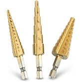 3 PCS Step Drill Bit Set, Unibit Step Drill Bits | 1/4" Hex Shank HSS Titanium 3/16" to 1/2" Stepped Drill Bit for Stainless Steel, Aluminum, Wood, Plastic &amp; Sheet Metal