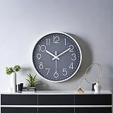 jomparis Silent Quartz Sweep Round Wall Clock 12 in Grey Modern Decor view 8