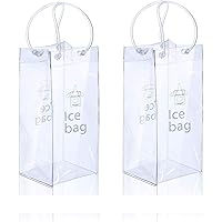 2 Pack Ice Wine Bag Portable Collapsible Clear Wine Pouch Cooler with Handle for Party,Outdoor,Champagne,Cold Beer,White…