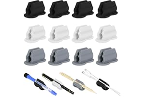 Biottro 12PCS Pen Holder for Desk, Upgraded Adhesive Pen Pencil Holder for Desk Wall Clipboard Car Silicone Pens Markers Pencils Organizer Teacher Supplies Office Supplies (12PCS Multicolor)