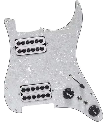 Musiclily Pro Pickguard ST HH 11 Trous | Plaque Protection Guitare Strat Humbucker | 3 Plis Crème Angle Rond Sans Capot