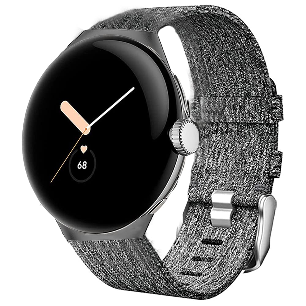 Blueshaweu Compatible for Google Pixel Watch Band, Breathable Nylon Woven Fabric Replacement Accessory Strap Compatible for Google Pixel Watch (Gray)