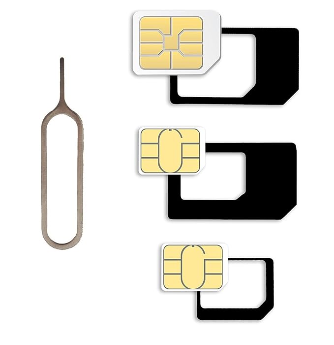 Nano Sim und Micro Sim Karten Adapter Set für Smartphone, Handy und Tablet: 4 in 1 Komplett Set, Mini Set mit Klicksicherung,