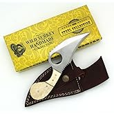 Wild Turkey Handmade Fixed Blade Bone Collector Skinning Knife w/Leather Sheath (Bone)