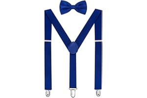habibee Suspenders and Bow Tie Set for Men Adjustable Braces with Y Back, Diverse Colors, Strong Clips