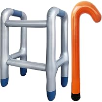 4-Pack Inflatable Walkers & Canes - Blow Up Elderly Costume Props For Halloween & Retirement Parties