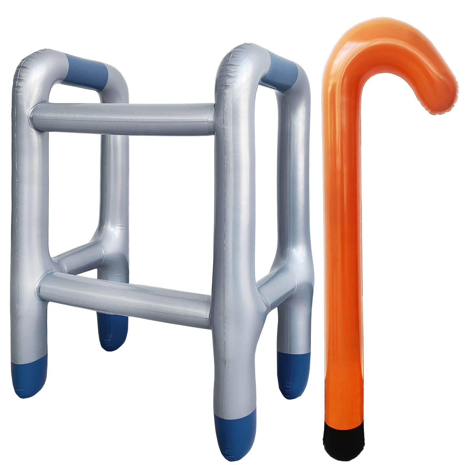 Photo 1 of 2 PCS Inflatable Walker and Cane,Funny Old Age Costume Accessories,Retirement Party Decorations Gag Gift for Kids,100th Day of School,Christmas,Halloween