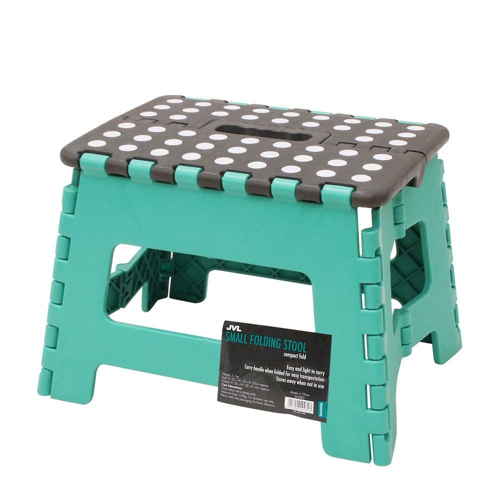 JVL 20-080TQ Small Folding Step Stool, Turquoise/Grey,