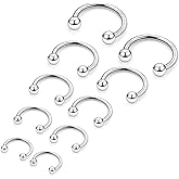 Eakxnig Septum Rings 18G Surgical Steel Snake Bite Jewelry Round Balls Horseshoe Lip Rings Smiley Piercing Jewelry for Women Men 6mm 8mm 10mm 12mm 14mm