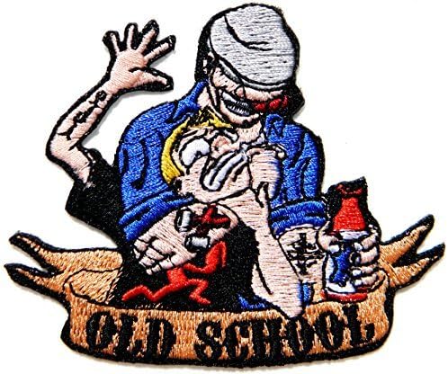 3" x 2.5" OLD SCHOOL SKOOL Bad Boy Funny Joke Outlaw Logo Biker Rider Punk Rock Patch Sew Iron on Embroidered Gift