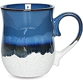 Bosmarlin Large Ceramic Coffee Mug, 20 Oz, Big Tea Cup for Office and Home, Dishwasher and Microwave Safe(20 Oz, Deep Blue)