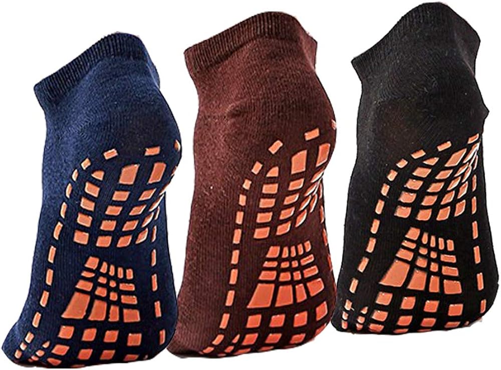 Sticky Grips Socks For Men 3 Pack Floors Non Skid Slip Yoga Pilates Slipper Sox: Clothing