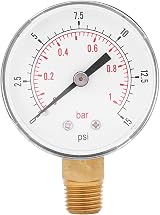 Hilitand Low Pressure Gauge 0-15psi 0-1bar 1/4 BSPT Bottom Mount Fuel Air Oil view 5