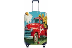 VQUVQV Travel Luggage Covers for Suitcase, Suitcase Cover Protector Fits 18-32 Inch Luggage, Vintage Red Truck Flower, X-Larg