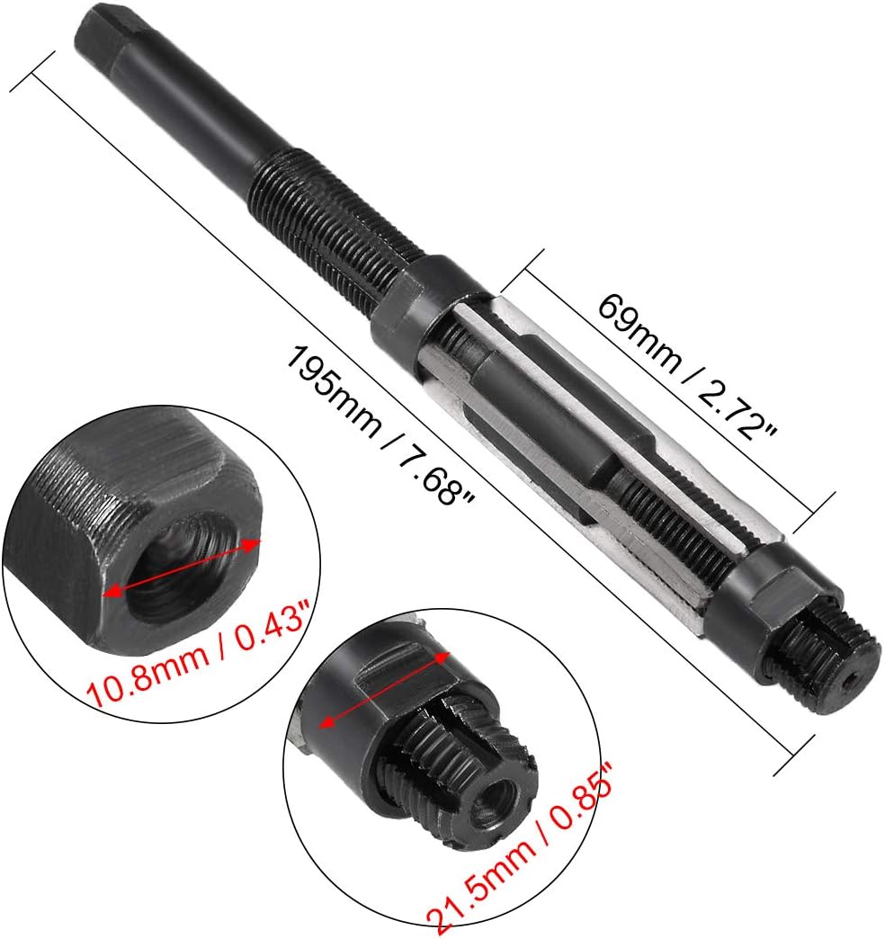 sourcing map Adjustable Hand Reamer 21-23mm High Speed Steel H8 6 Straight Flutes Milling Cutter Tool Metric Reaming Drill Bit for Metal - Image 3
