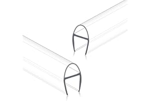 Stysdsf Glass Shower Door Seal Strip, 2 Pcs 3/8" x 39" U-Type Side Seal Strip for 3/8 Inch Glass, Ultra-Clear Frameless Shower Door Side Seal, Stop Shower Leaks & Create Water Barrier, Polycarbonate
